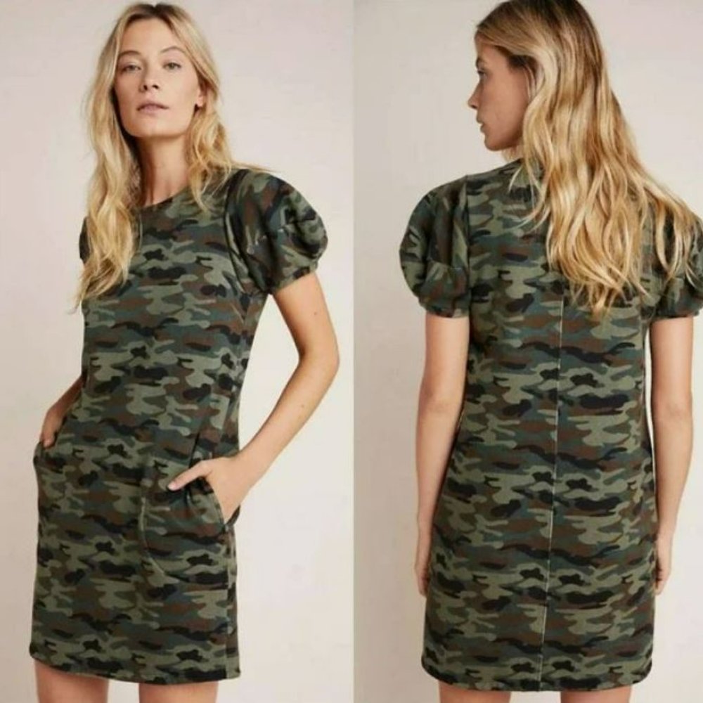 Anthropologie Velvet by Graham & Spencer Jolene Camo Dress Size Medium Pockets